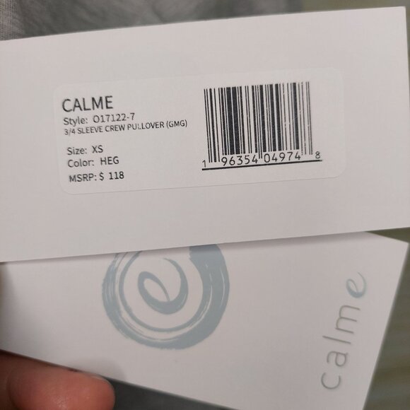 Calme By Johnny Was Women's Gray 3/4 Sleeve Crew Pullover Size XS Made in USA - Picture 3 of 9